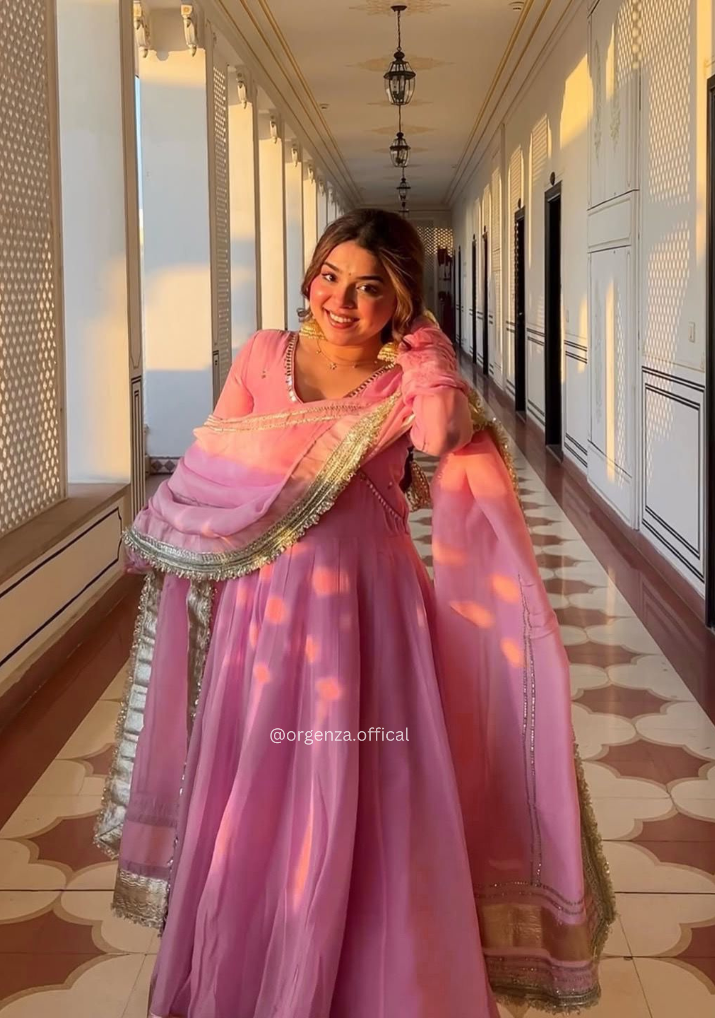 Designer Heavy Tabby Organza Anarkali Suit Set with Sequins Embroidery