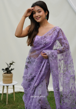Organza Silk Saree With Embroidery Work - Orgenza Store