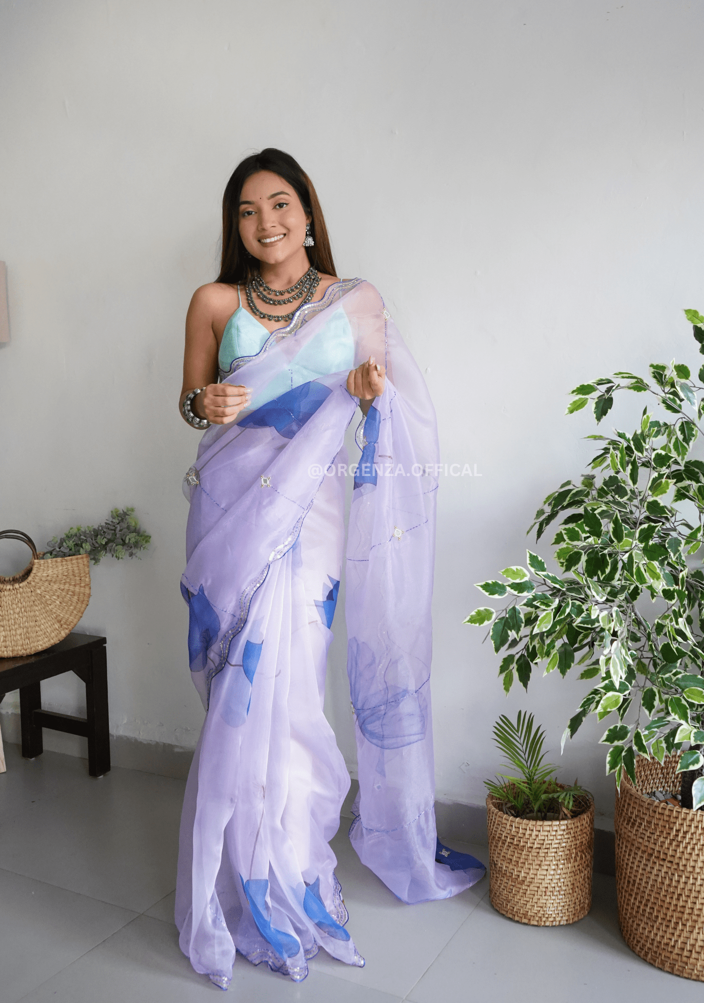 Organza Saree With Khatli Work - Orgenza Store - digisoch