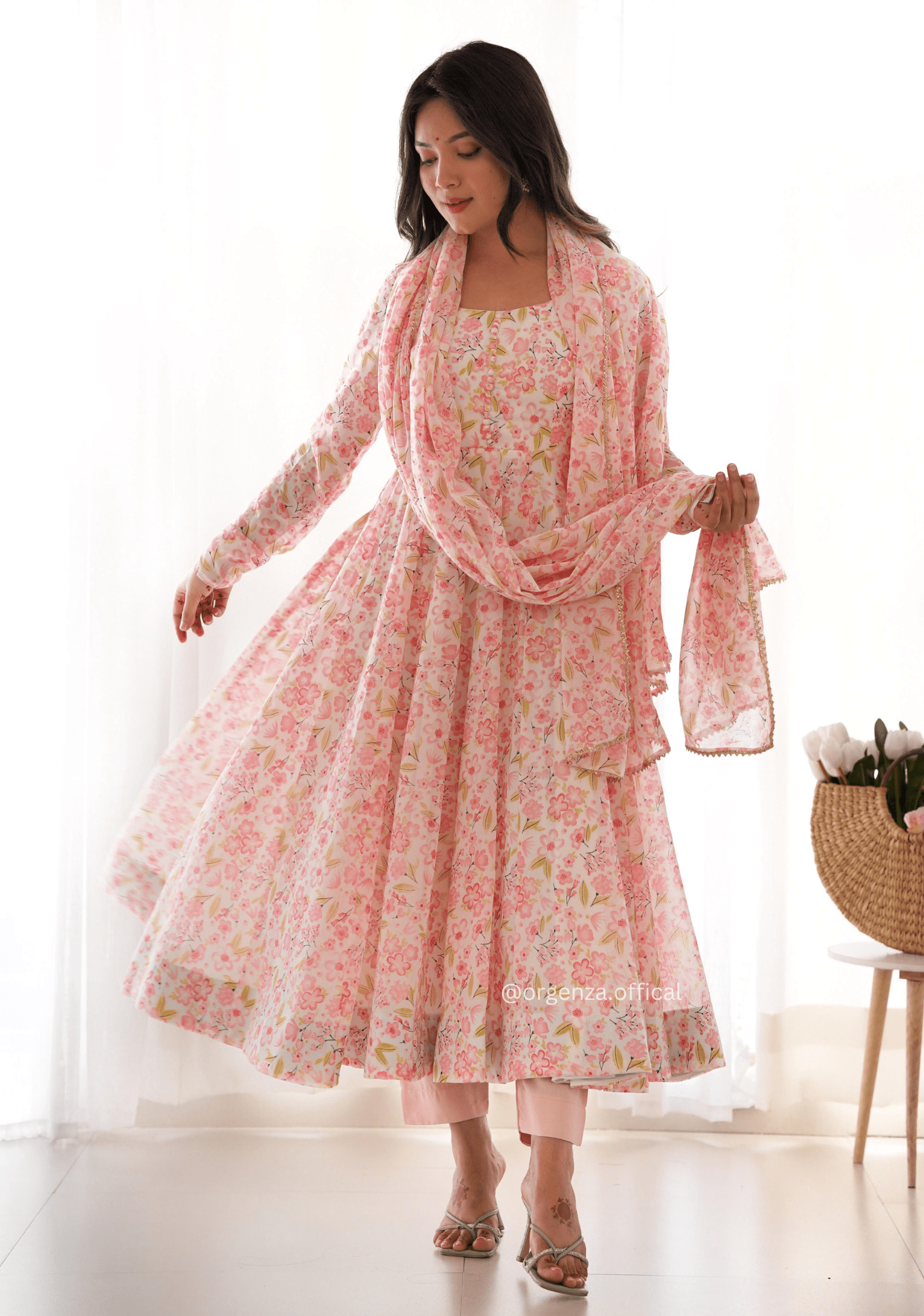 Pure Chiffon Floral Print Kurti Set - Orgenza Store - digisoch