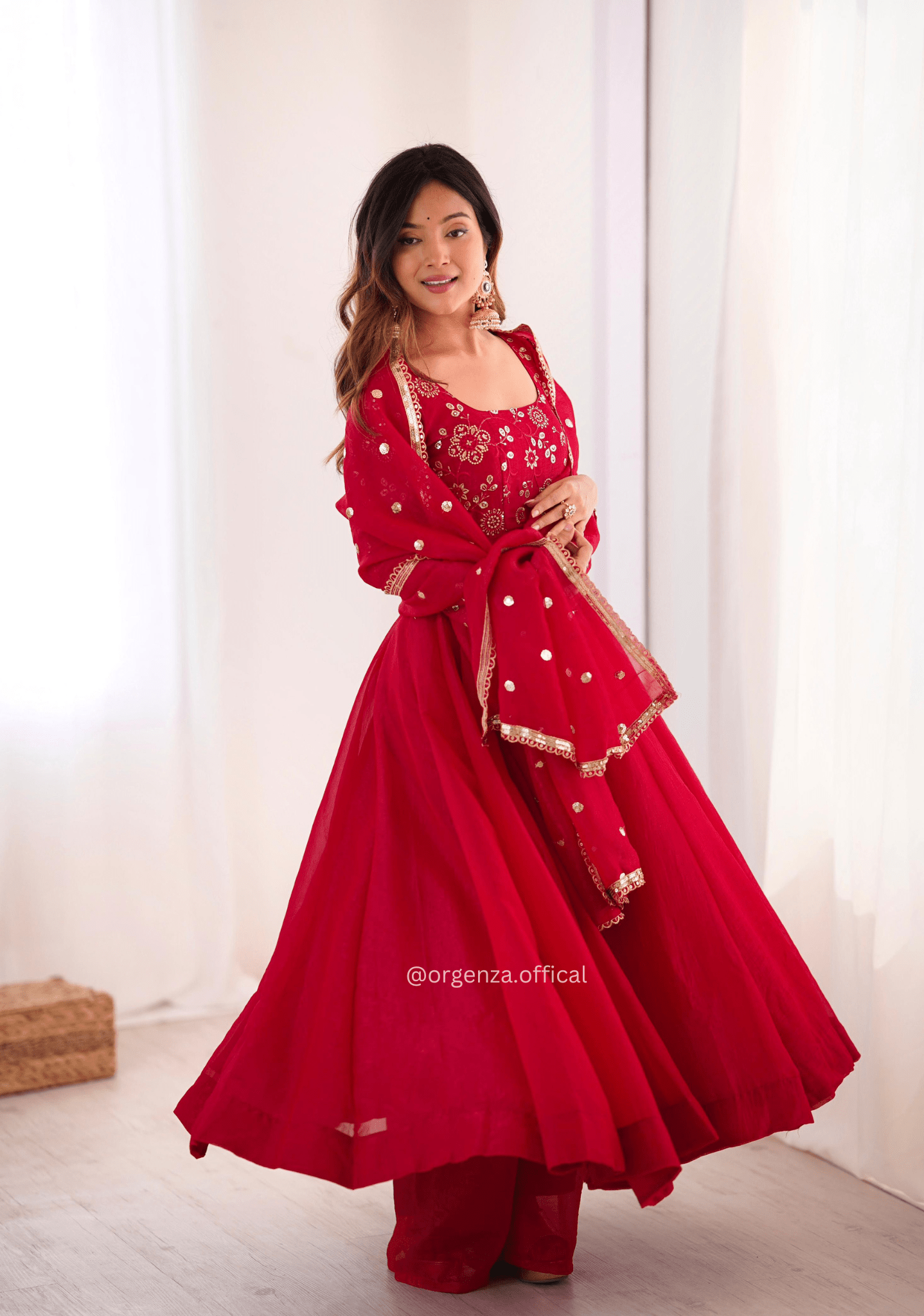 Premium Crunchy Silk Anarkali Suit Set with 4 Meter Flair & Lace Border Dupatta - Orgenza Store - digisoch