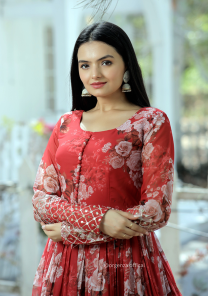 Faux Georgette Digital Printed Gown - Orgenza Store