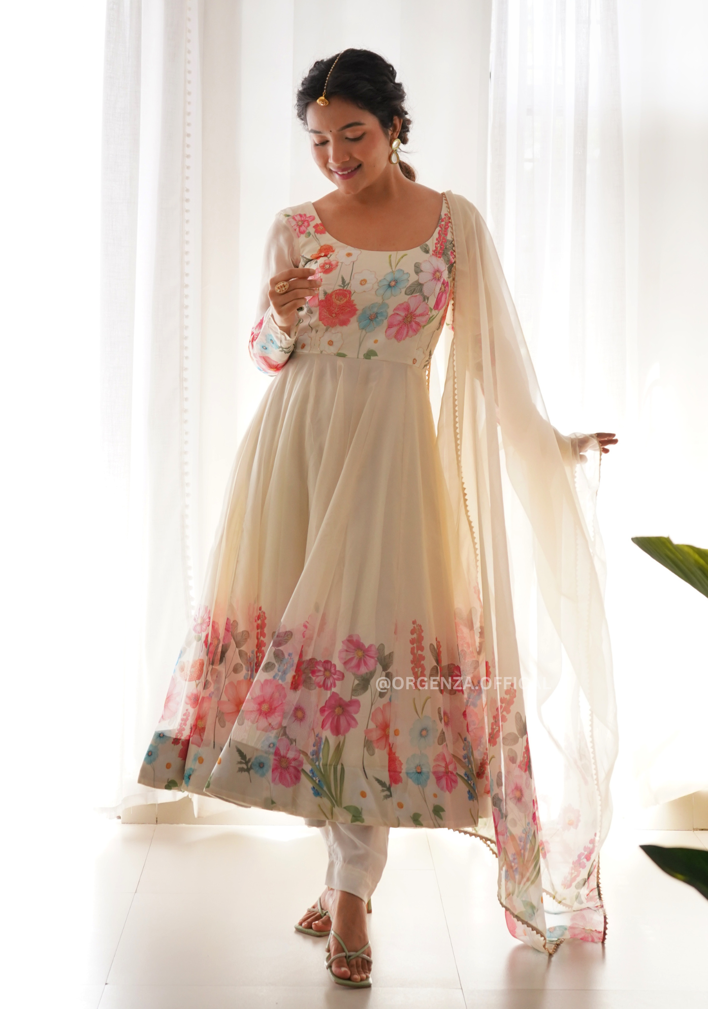 Elegant Pure Organza Anarkali Kurtis Wedding Festive Ready Set