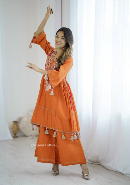Orange Colour Premium Designer Co-ord Set