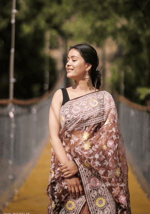 Organza Saree With Kashmiri Thread Work - Orgenza Store - digisoch
