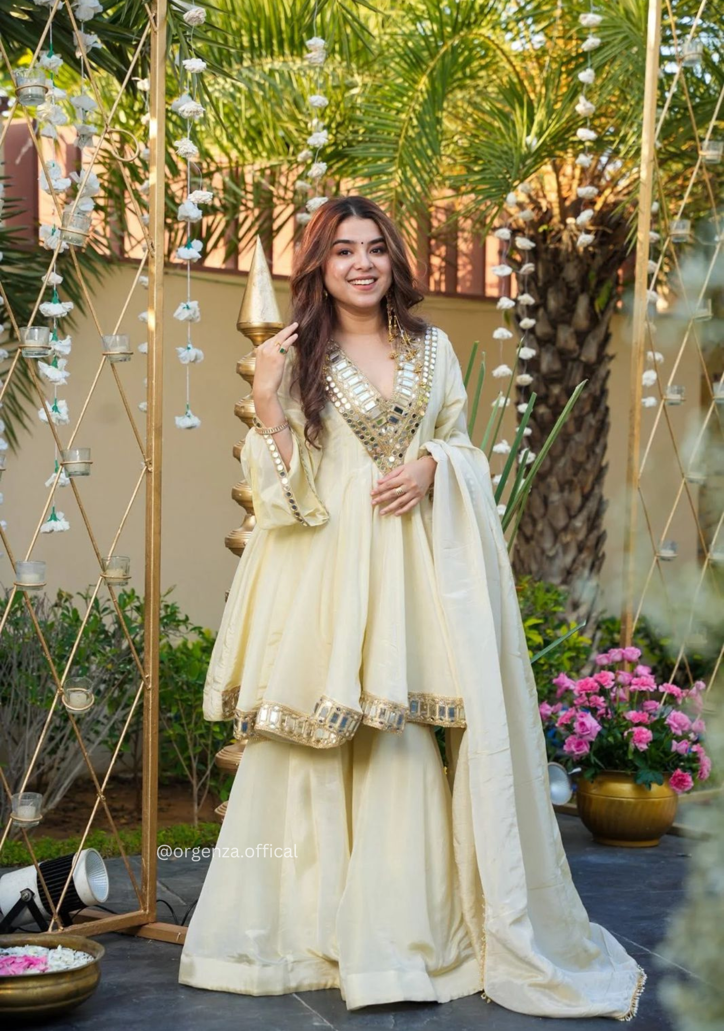 Real Mirror Work Jari Silk Sharara Suit Ready to Wear Premium Set