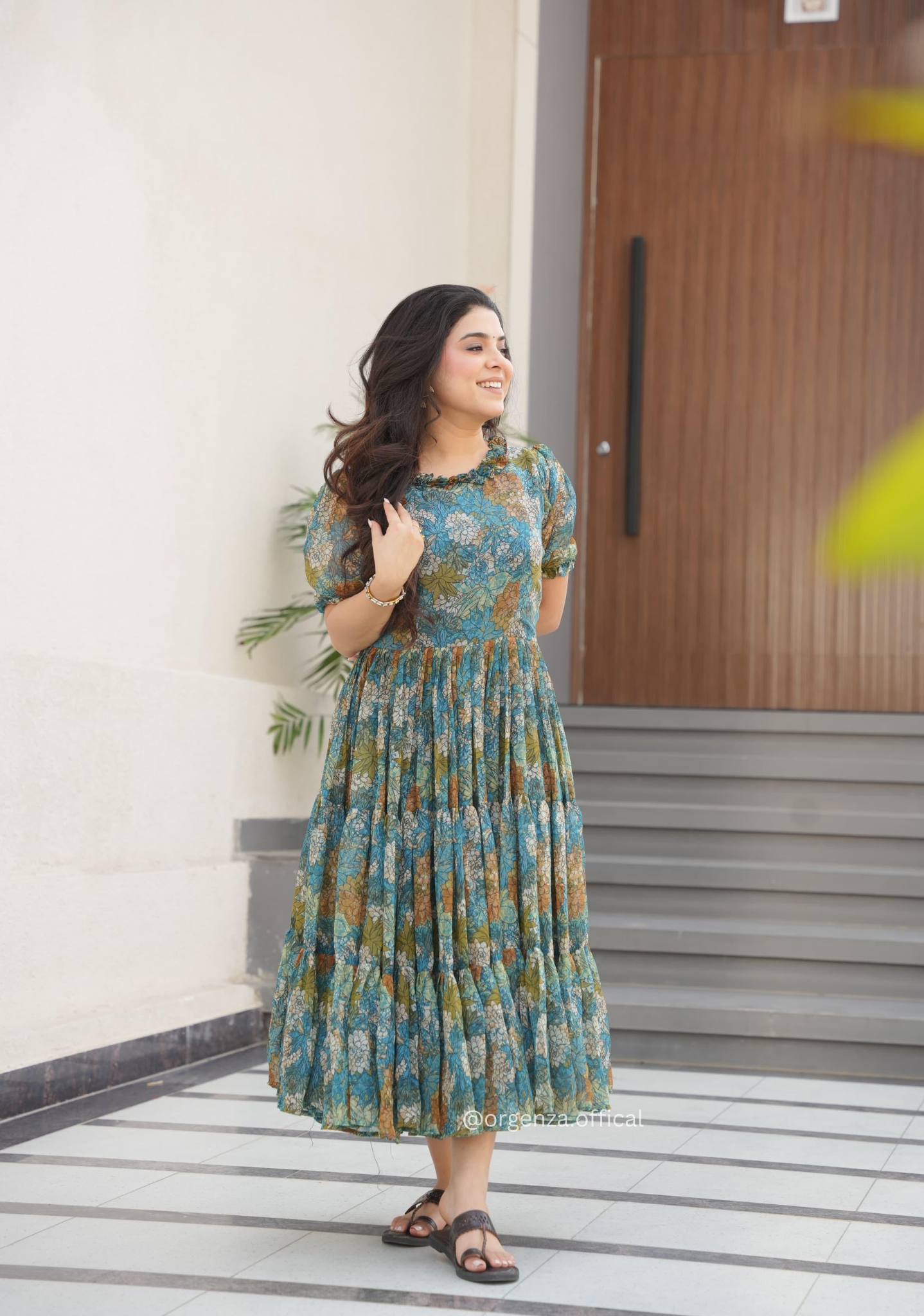 Multi Colour Georgette Print Gown - Orgenza Store