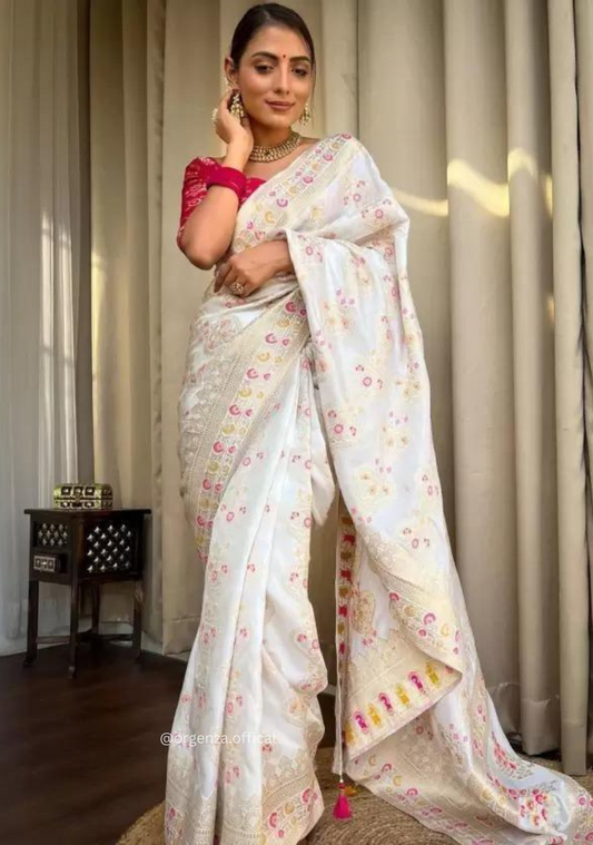 Lichi Silk Saree With Jacquard Zari Work