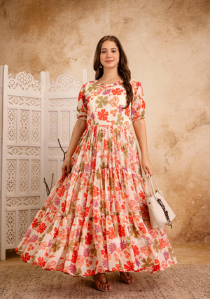 Multi Colour Georgette Digital Print Maxi - Orgenza Store