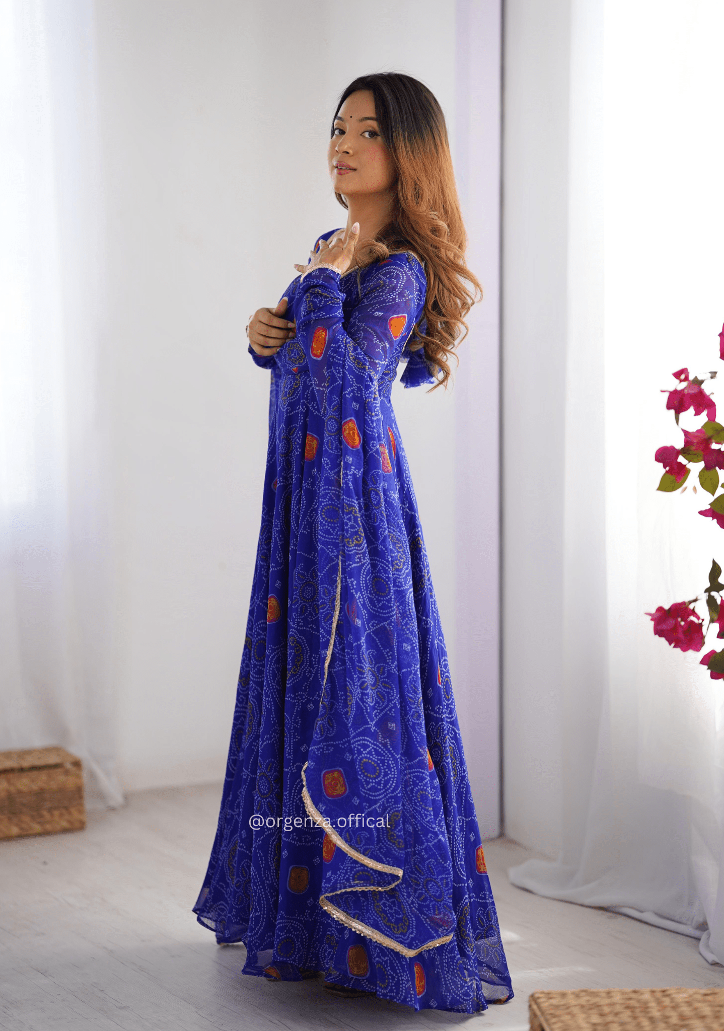 Pure Chiffon Bandhej Gown - Orgenza Store - digisoch