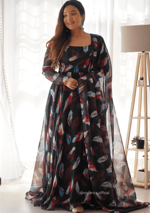 Pure Tabby Silk Organza Silk Anarkali Gown - Orgenza Store - digisoch
