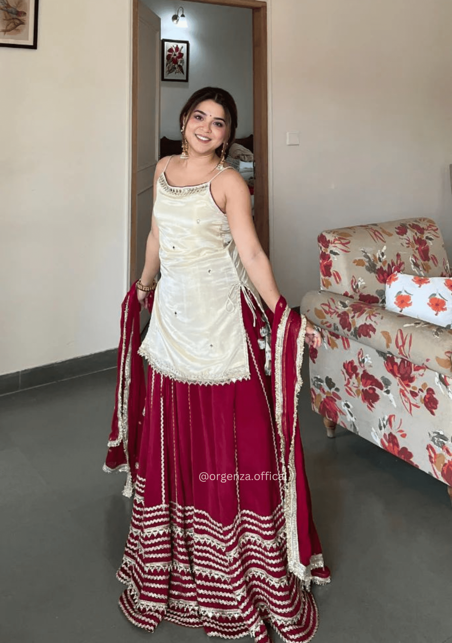 Fendy Silk Mirror Work Kurti Lehenga Set with Georgette Dupatta – Designer Party & Wedding Wear (3 PCS) - Orgenza Store - digisoch