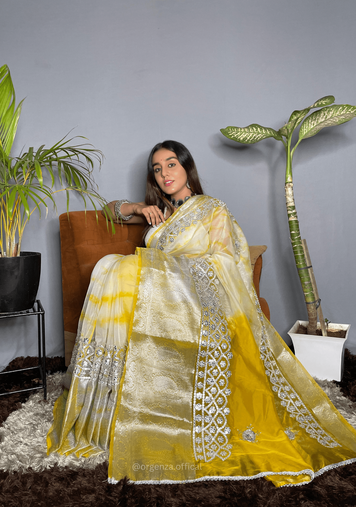 Yellow Colour Organza Saree With Weaving Border - Orgenza Store - digisoch