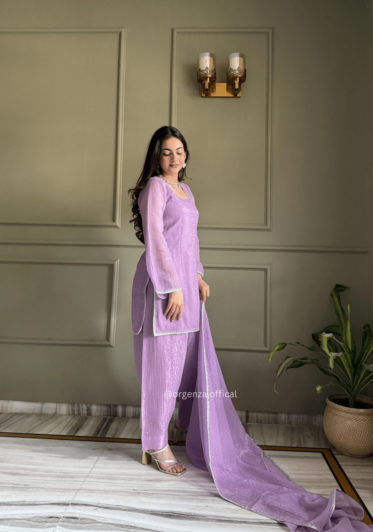 Farshi Salwar Suit in Crunchy Silk with Swarovski Work - Orgenza Store - digisoch
