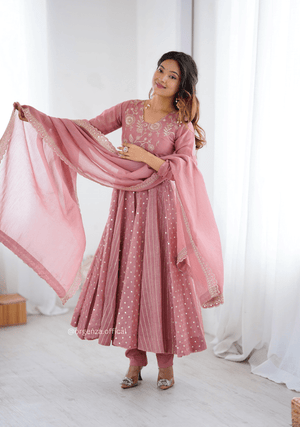 Peach Colour Crunchy Silk Anarkali Kurti - Orgenza Store - digisoch