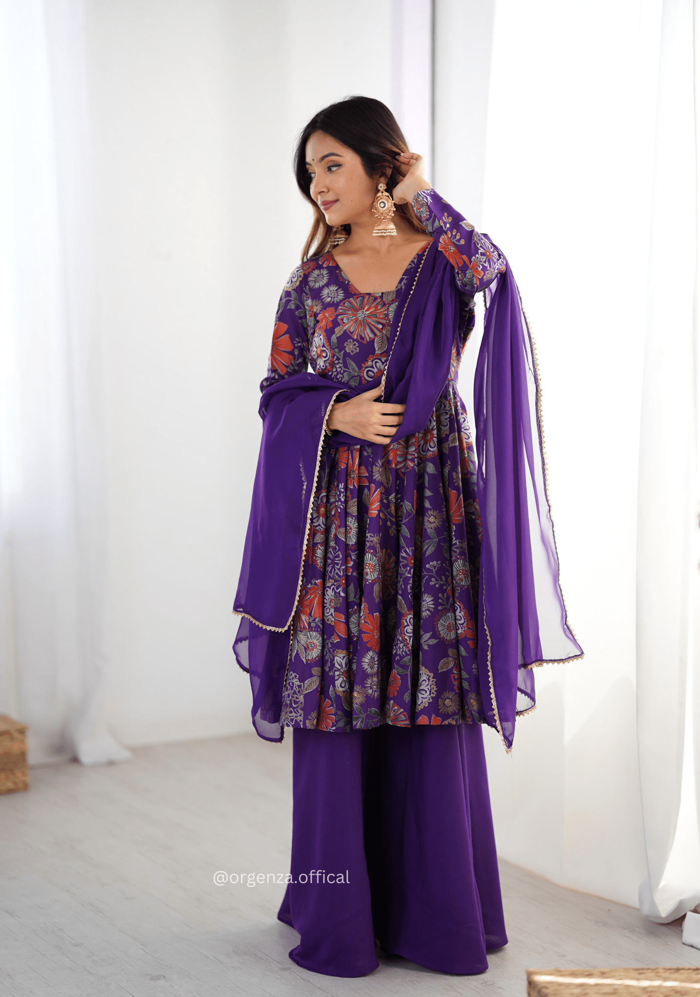 Roman Silk Chanderi Fabric Kediya Kurta With Palazzo Set - Orgenza Store - digisoch