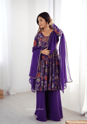 Roman Silk Chanderi Fabric Kediya Kurta With Palazzo Set - Orgenza Store - digisoch