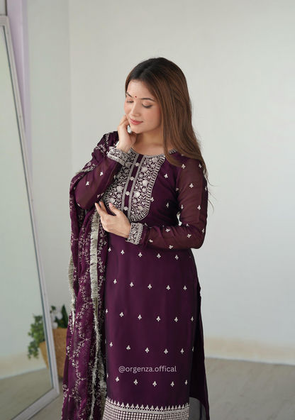 Rangoli Fabric Straight Fit Kurta With Dupatta Set - Orgenza Store