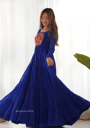 Georgette Laheriya Print Ruffle Anarkali - Orgenza Store - digisoch