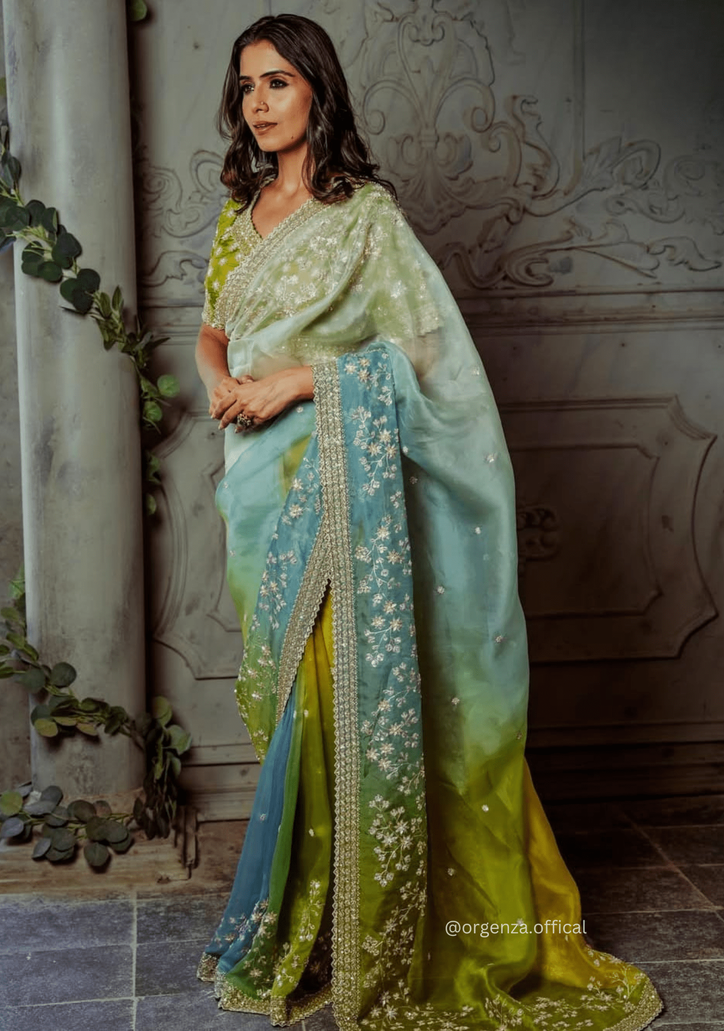 Organza Silk Saree With Beautiful Embroidery Zari Work - Orgenza Store - digisoch