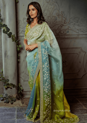 Organza Silk Saree With Beautiful Embroidery Zari Work - Orgenza Store - digisoch
