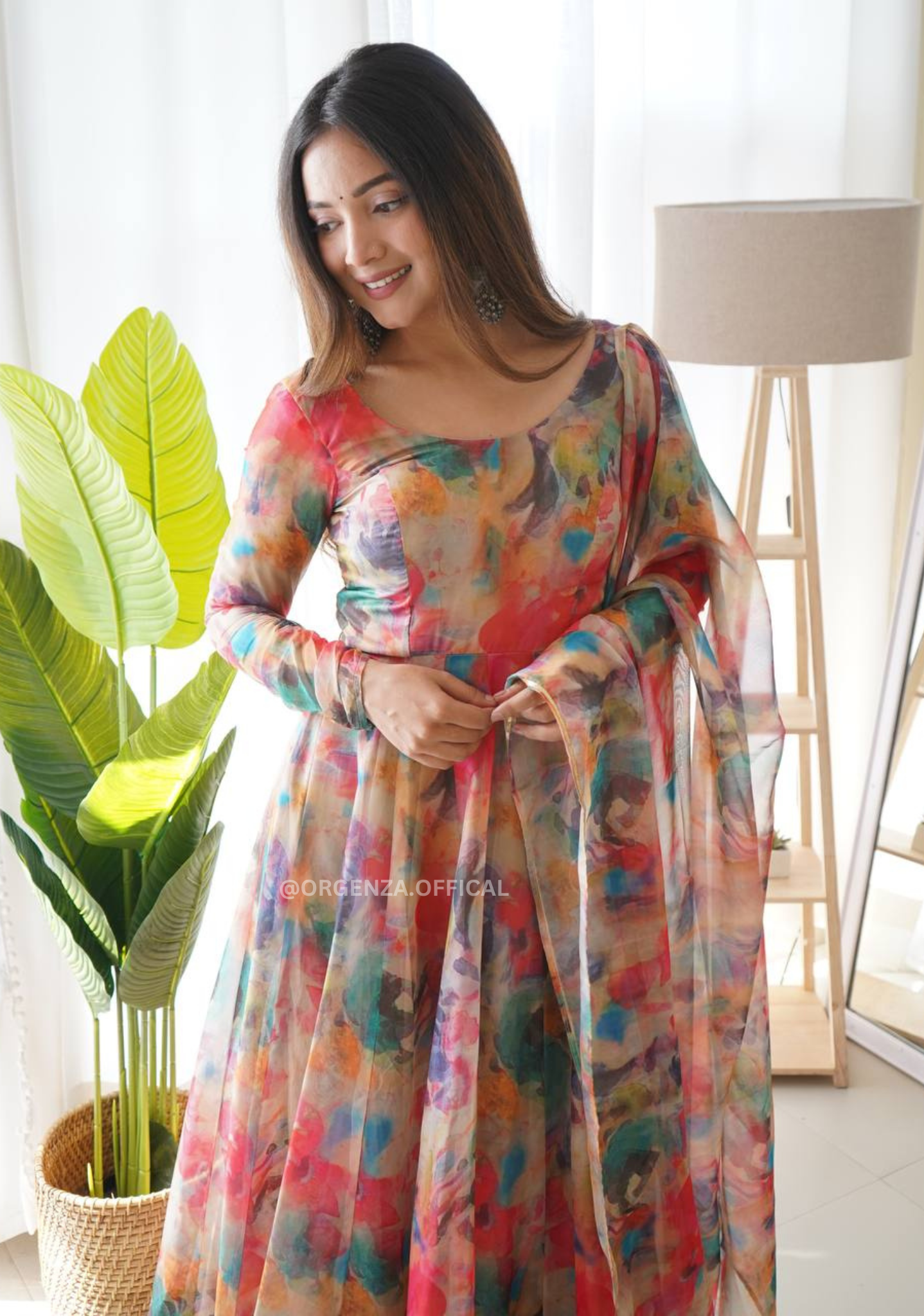 Pure Tabby Organza Silk Floral Anarkali Kurtis - Orgenza Store - digisoch
