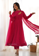 Pink Laheriya Print Anarkali Kurti