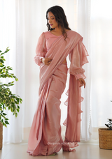 Ready To Wear Peach Colour Jimmy Choo Saree