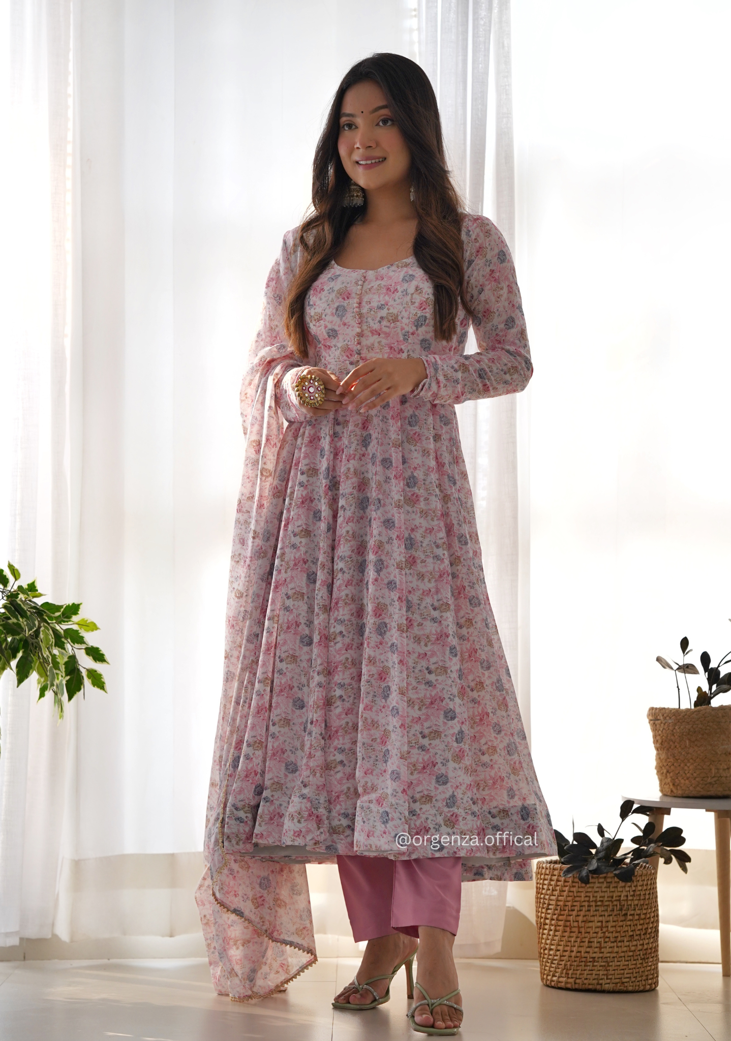 Pure Chiffon Floral Print Kurti Set - Orgenza Store