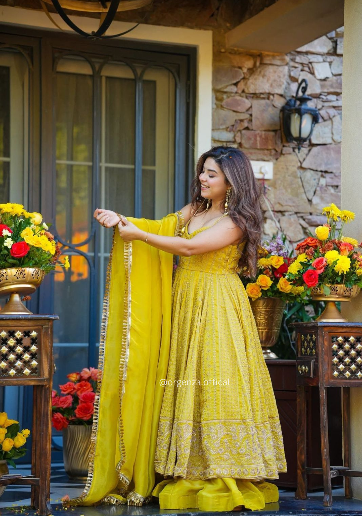 Teby Organza Zari Embroidered Anarkali Suit Set with Sharara & Dupatta (3 PCS) - Orgenza Store - digisoch