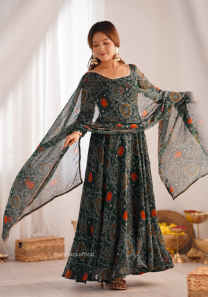 Pure Chiffon Bandhej Gown - Orgenza Store