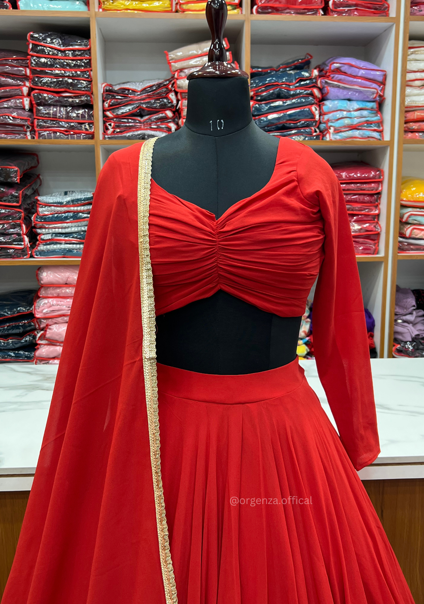 Red Colour Georgette Lengha Choli - Orgenza Store