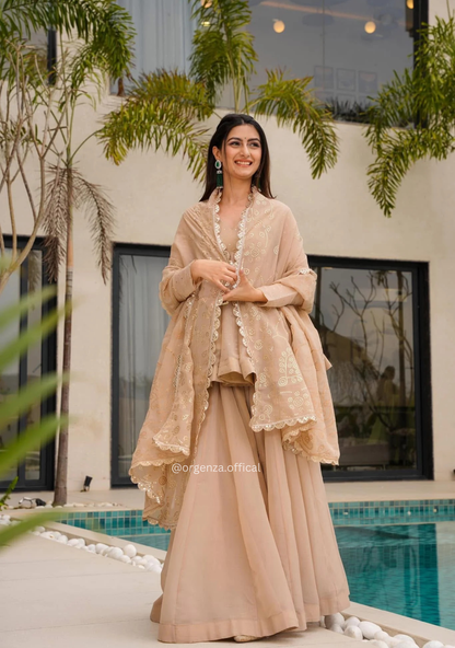 Women’s Tabby Organza Mukaish Work Sharara Suit Set – Ready to Wear