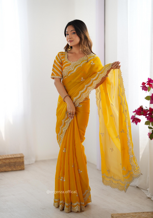 Soft jimmy Choo Silk Saree With Sequence Work - Orgenza Store