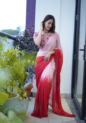 Pure Chinnon Silk Saree With Designer Blouses - Orgenza Store