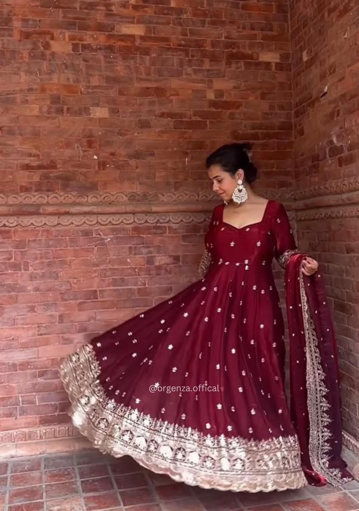 Maroon Fendy Silk 5mm Sequin Embroidered Anarkali Suit Set