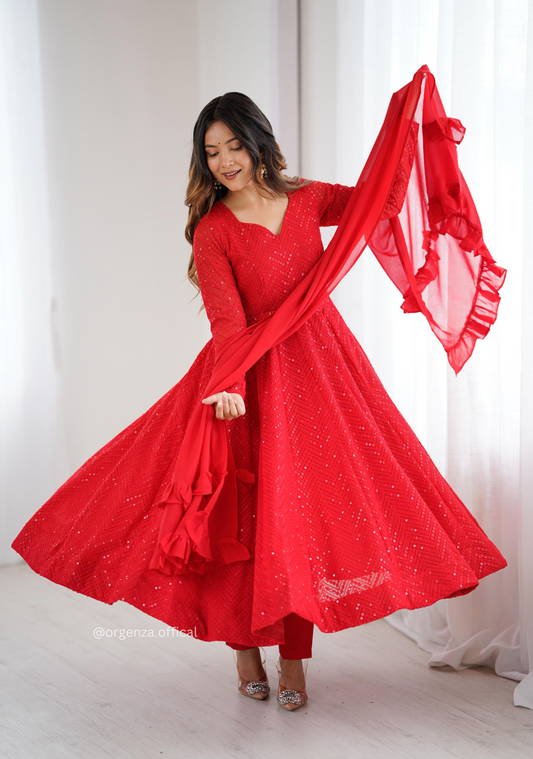 Pure Lukhnowi Sequence Work Anarkali
