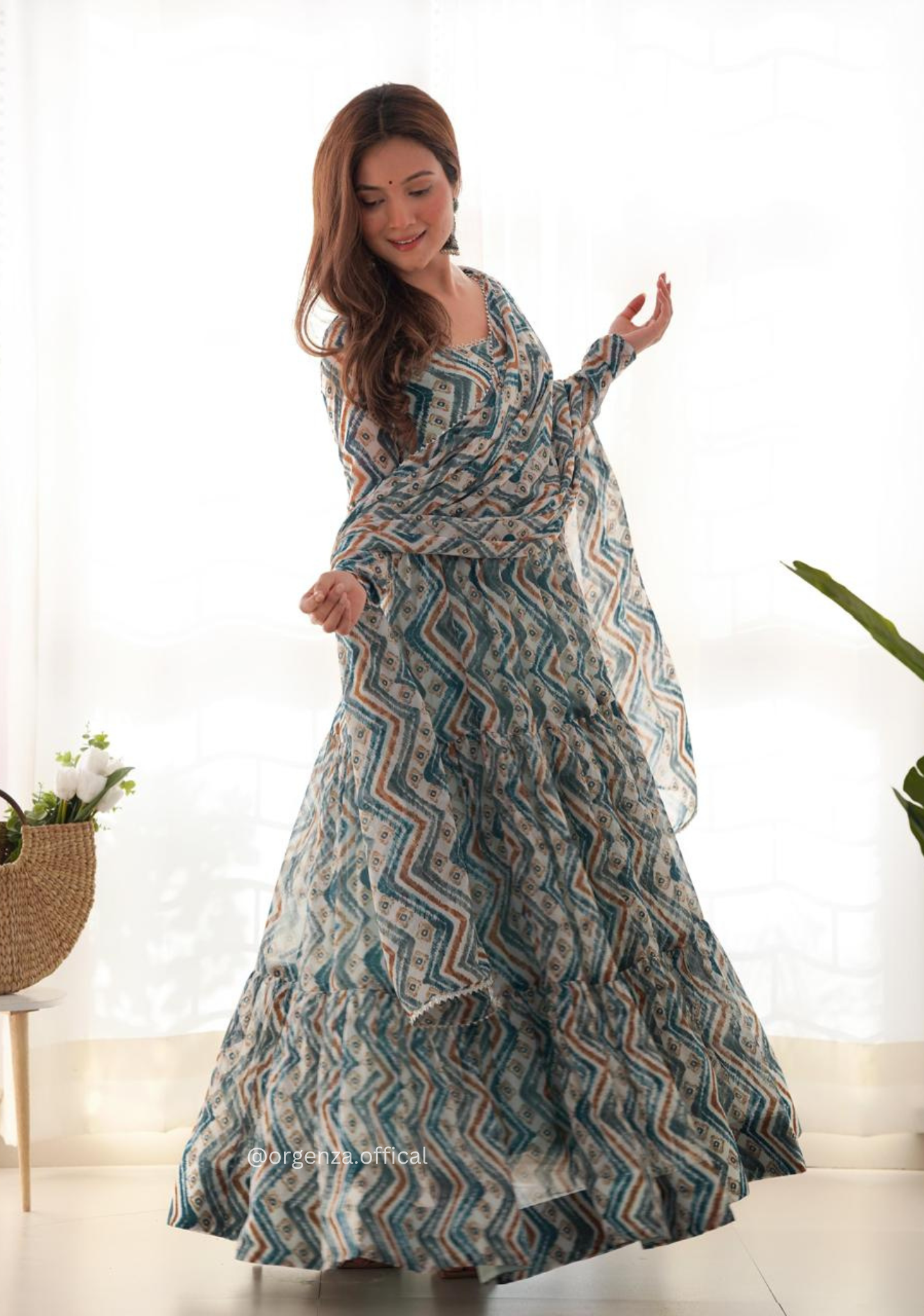 Pure Soft Georgette Ruffle Anarkali - Orgenza Store