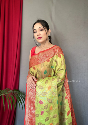 Tissue Silk Saree With Jaal Zari Weaving - Orgenza Store