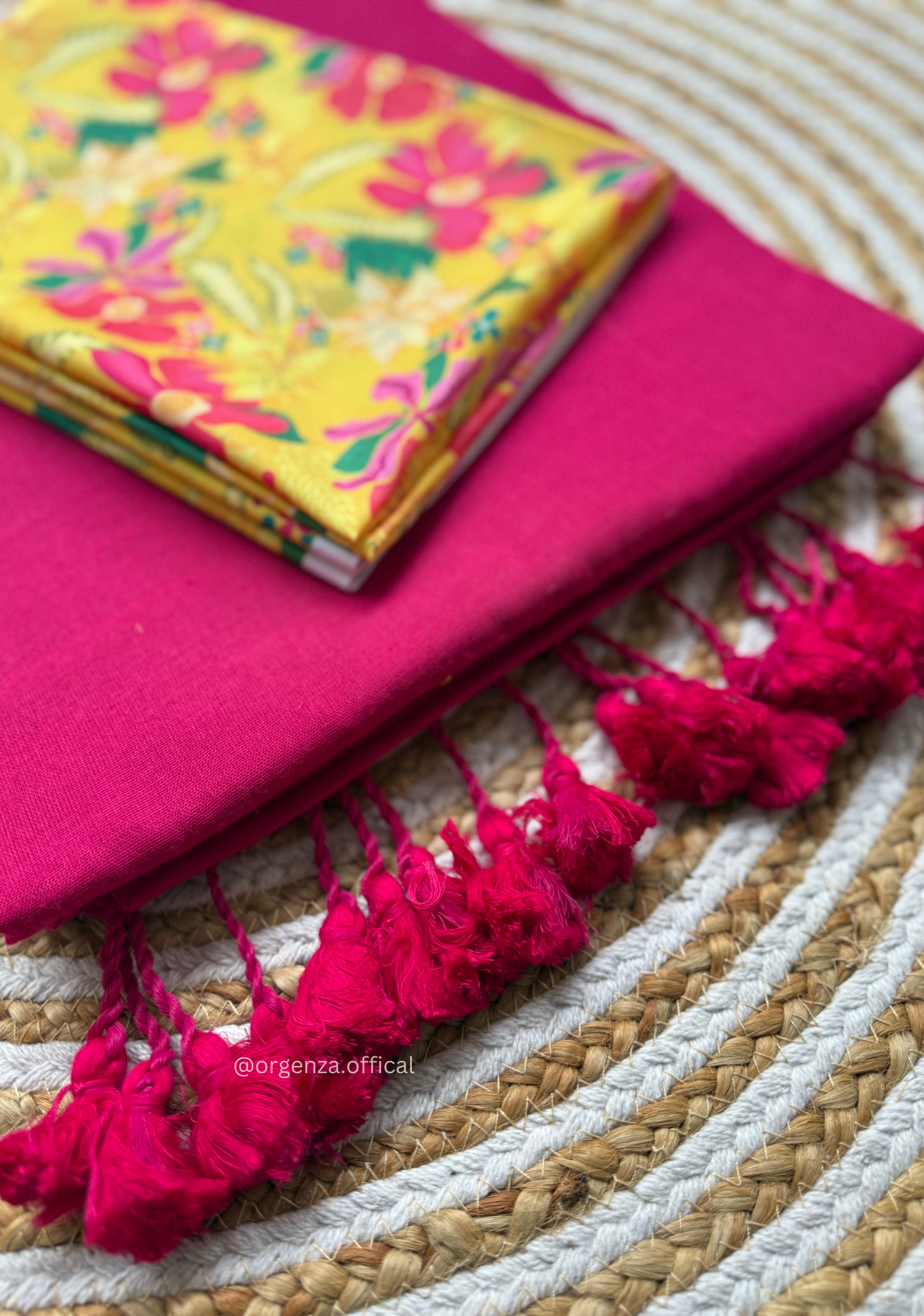 Pink Colour Cotton Saree With Pink Flower Print Blouse