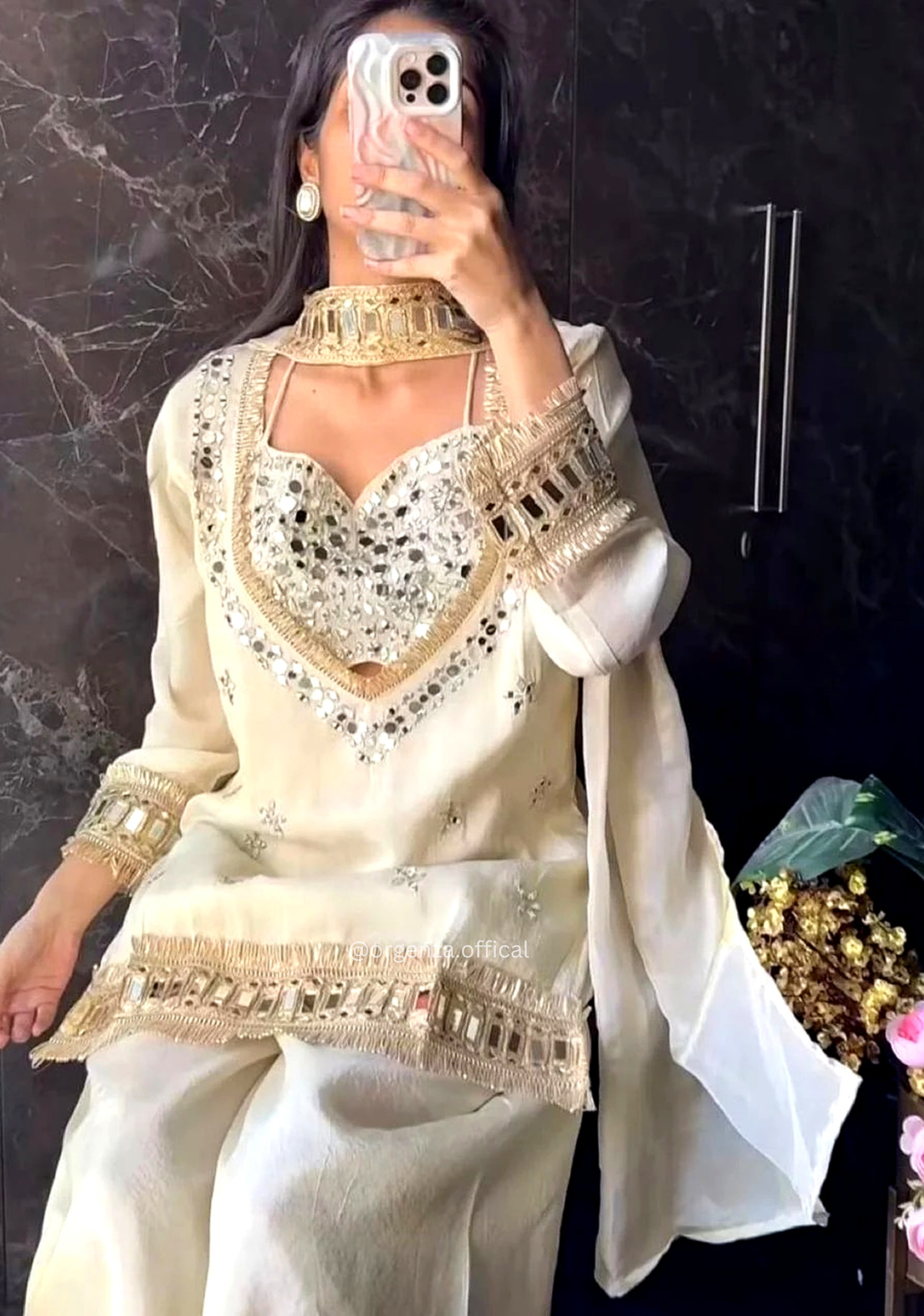 Fendy Silk Mirror Work Sharara Set for Women