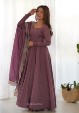 Roman Silk Chanderi Plain Anarkali Kurti