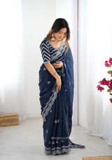 Soft jimmy Choo Silk Saree With Sequence Work