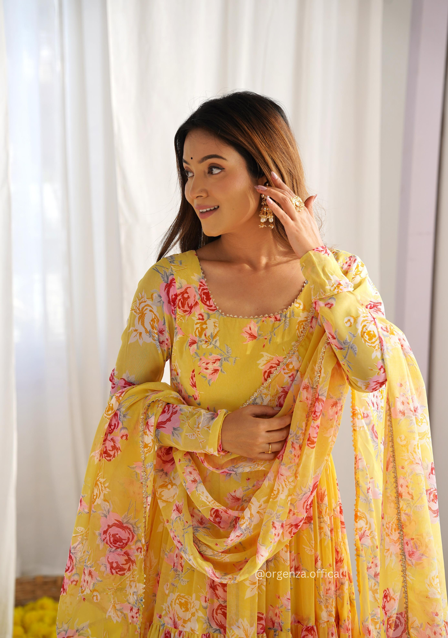 Pure Georgette Silk Floral Print Kurtis With Dupatta Set - Orgenza Store