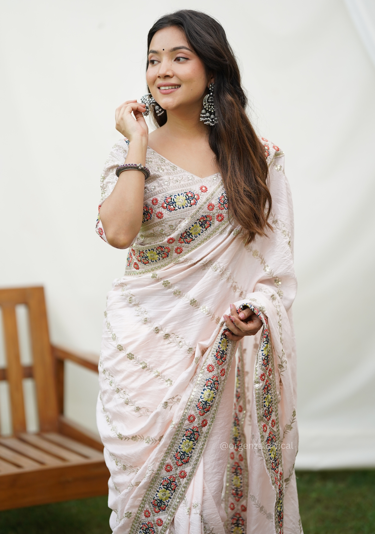 Pure Simmer   Silk Saree With Embroidery Work - Orgenza Store