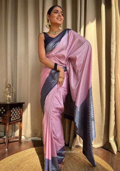 Baby Pink Colour Rich Pallu Saree Jacquard Zari With Blouse