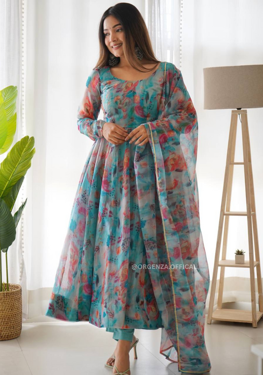 Pure Tabby Silk Organza Silk Anarkali Kurtis
