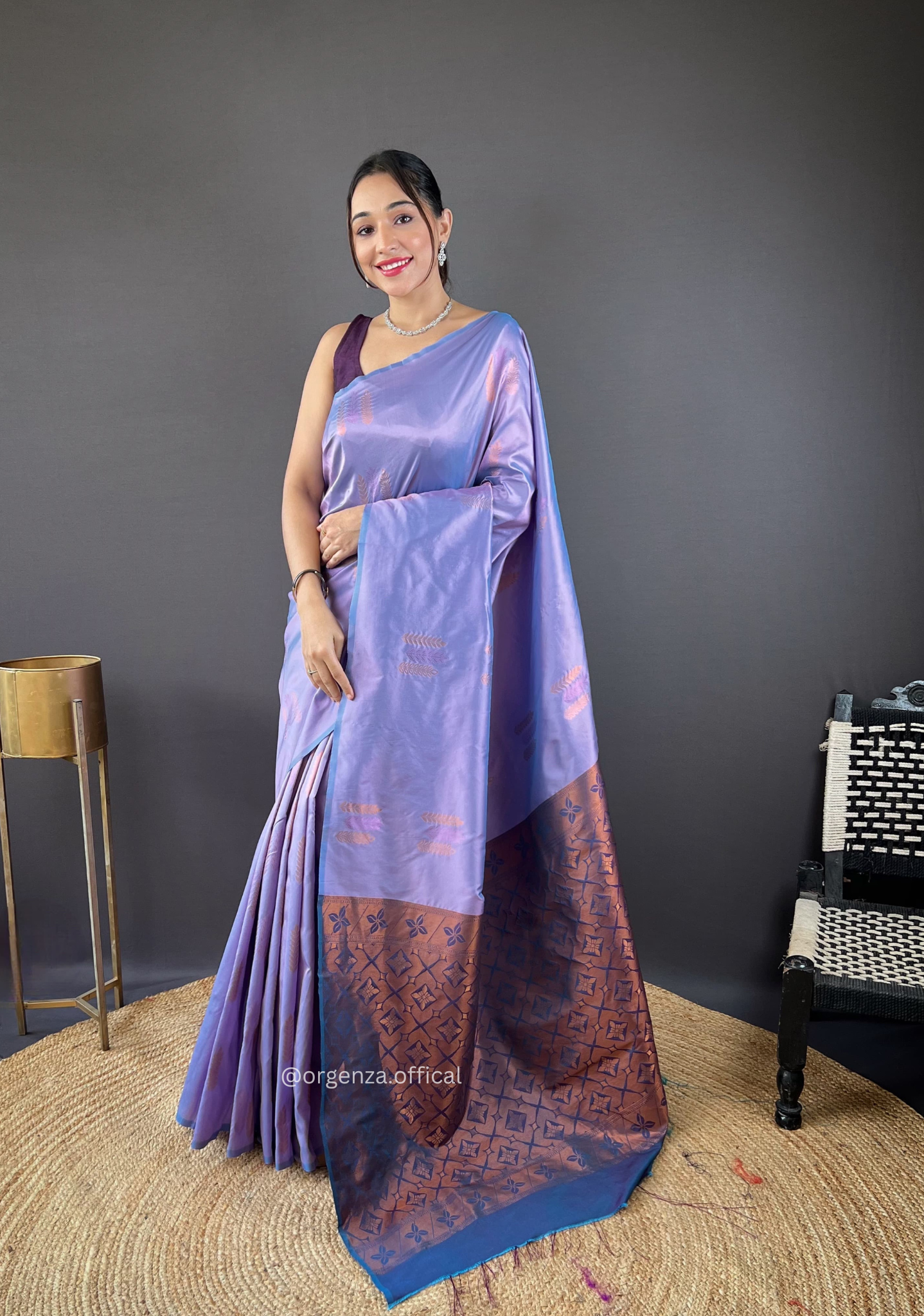 Purple Colour Silk Saree With Zari Weaving - Orgenza Store