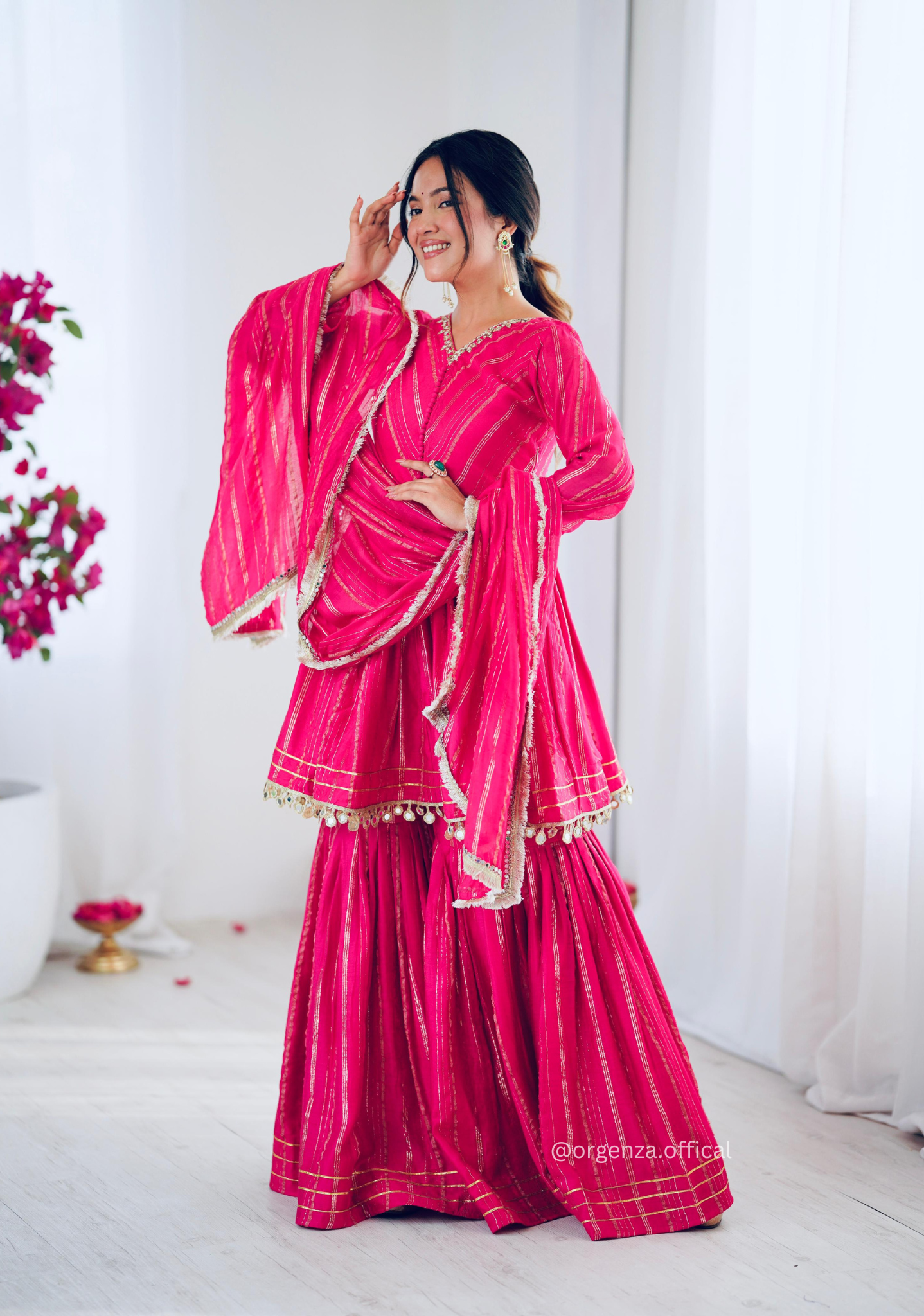 Pink Colour Kediya Sharara Palazzo Fully Stitched Kurti