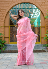 Dark Peach Colour Digital Print Saree